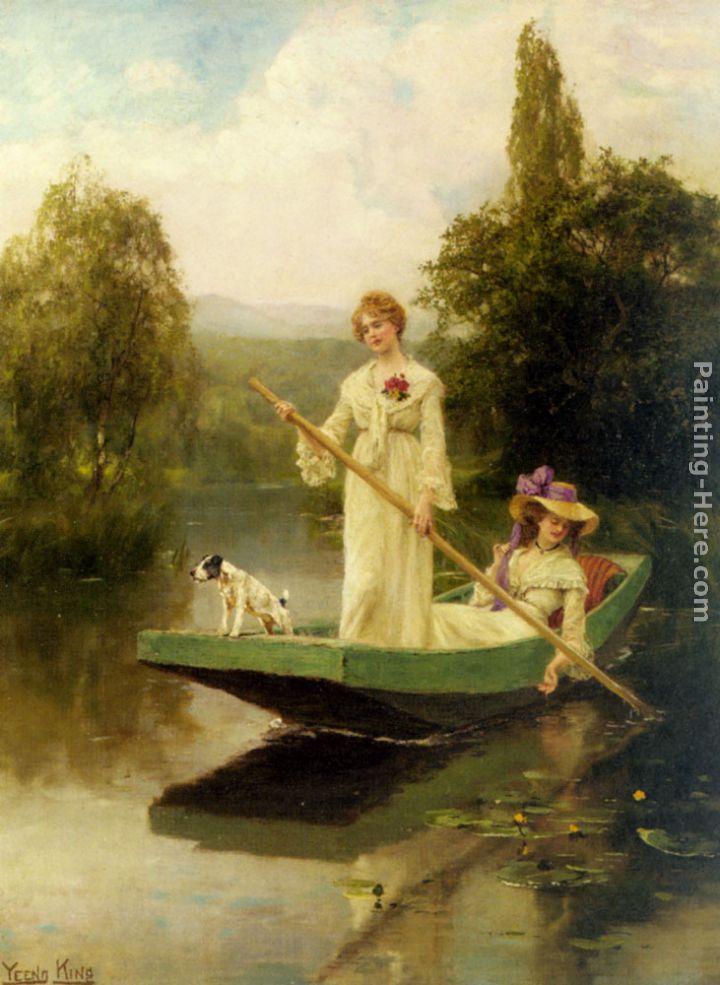 Henry John Yeend King Two Ladies Punting on the River